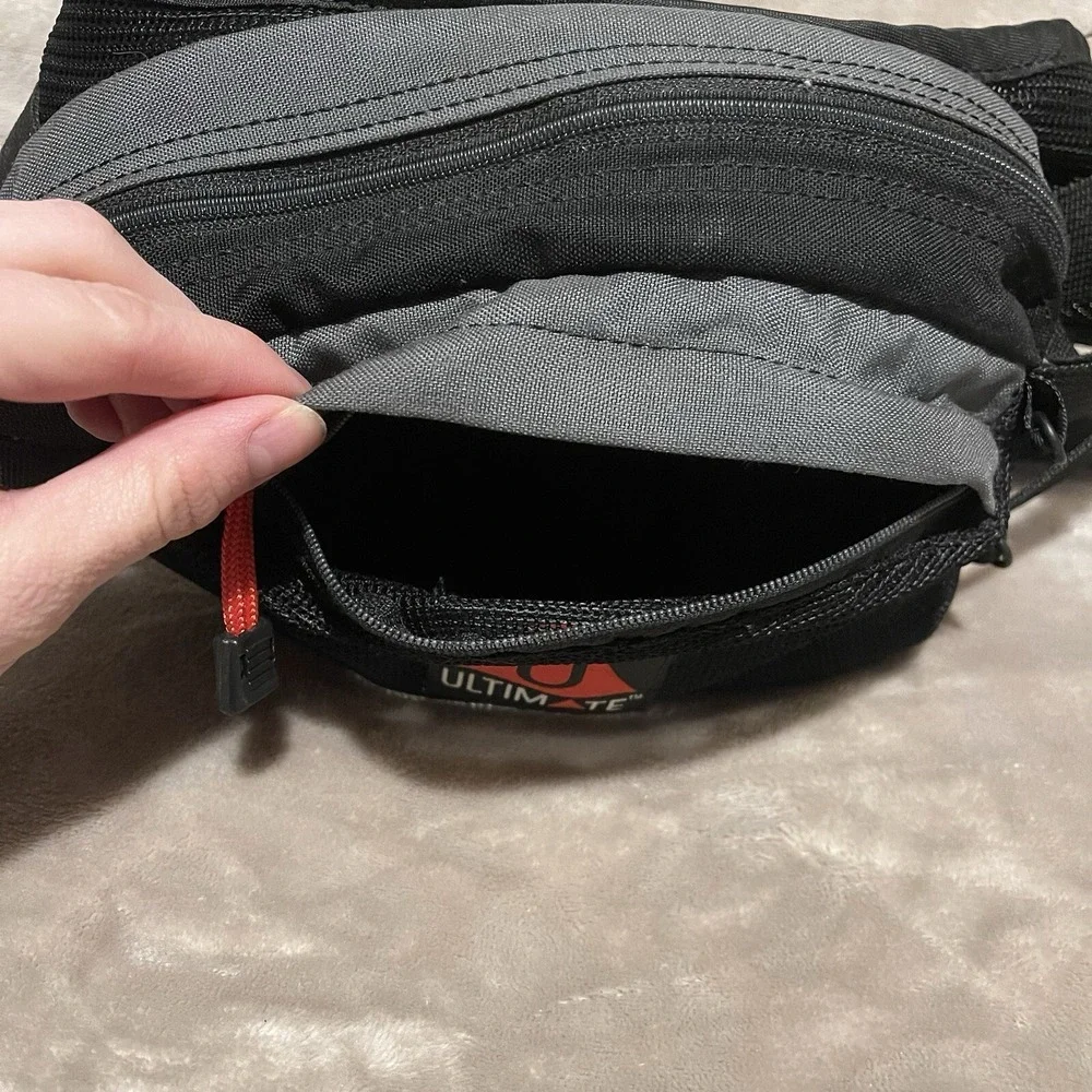 Vintage Ultimate Fanny Pack Hiking Sport Outdoor Black Grey Padded 2‎ Pocket